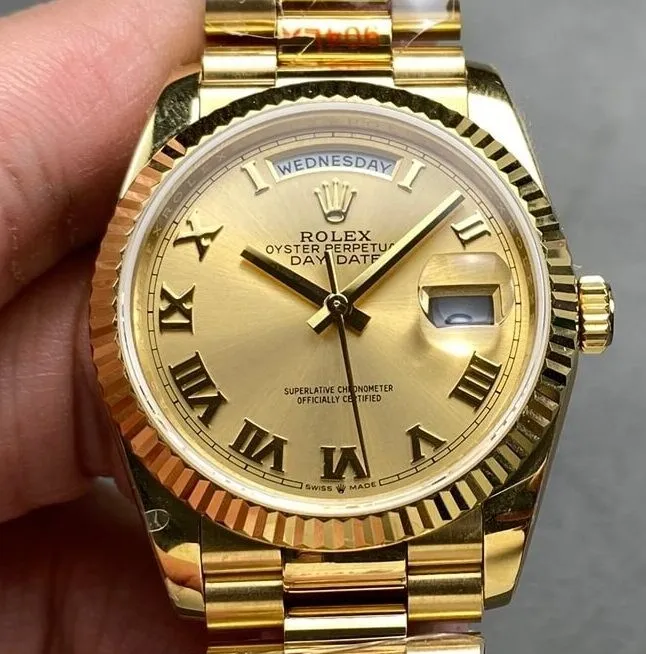 Rolex Day Date Fake M118238 Champagne Gold Dial 36mm Watch Q Factory Supportive 2713