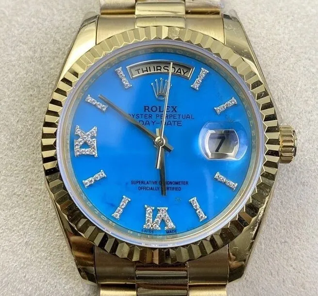 HighPerformance Rolex Day Date M118238-0071 Turquoise Dial Gold Watches Size 36mm EW Factory 2775