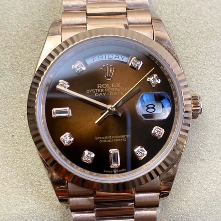 Packable Rolex Day Date M128235-0037 Gradient Brown Dial Ladies Rose Gold Watch Size 36mm EW Factory 2777