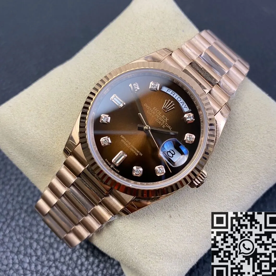 Packable Rolex Day Date M128235-0037 Gradient Brown Dial Ladies Rose Gold Watch Size 36mm EW Factory 2777