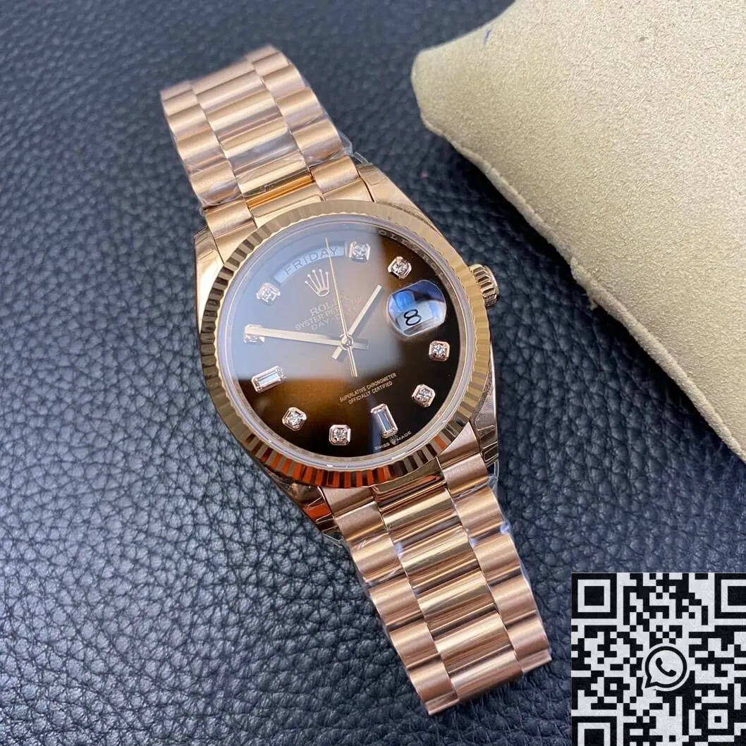 Packable Rolex Day Date M128235-0037 Gradient Brown Dial Ladies Rose Gold Watch Size 36mm EW Factory 2777