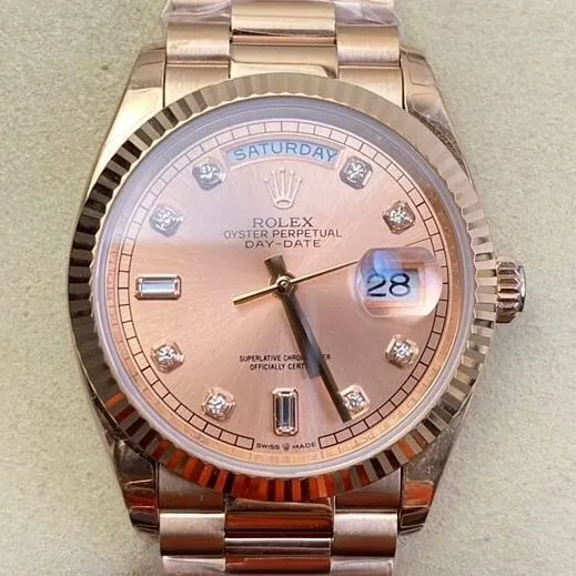 Rolex Day Date M128235-0037 Rose Gold Dial Ladies Rose Gold Watch Size 36mm EW Factory Vibrant 2778