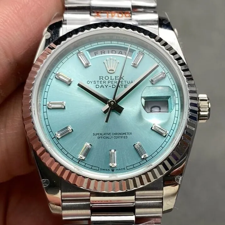 Attractive Rolex Day Date M128236-0009 Ice Blue Dial 36mm Watch Q Factory 2710