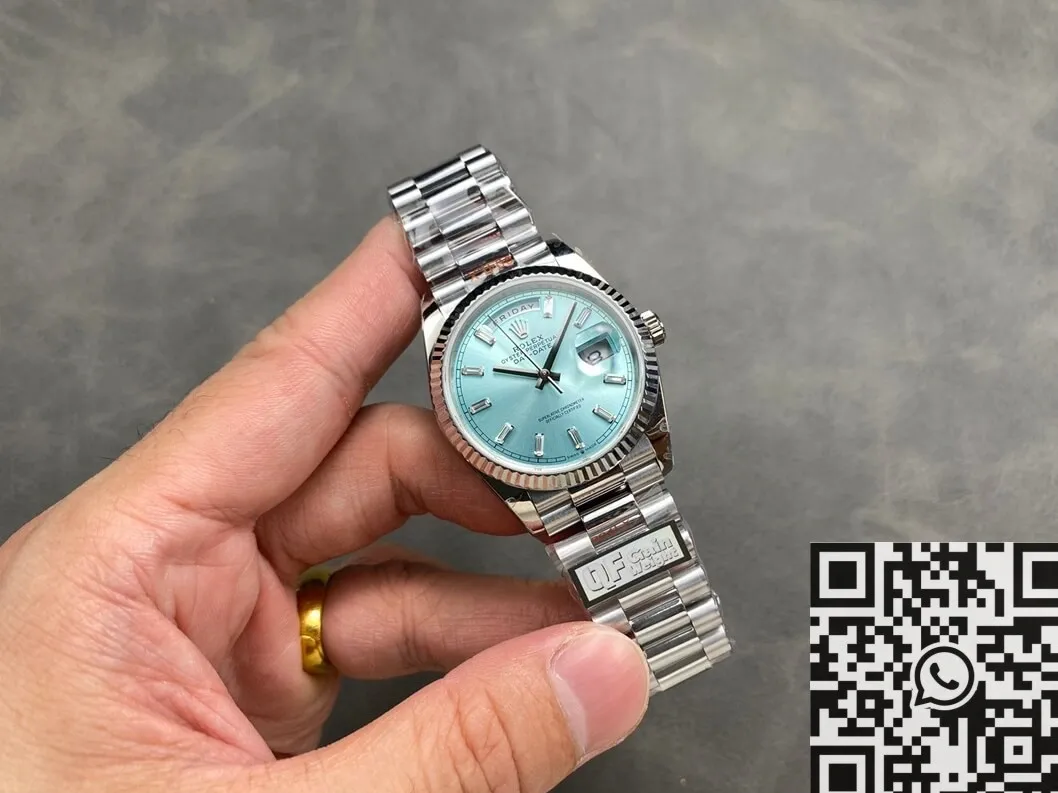 Attractive Rolex Day Date M128236-0009 Ice Blue Dial 36mm Watch Q Factory 2710