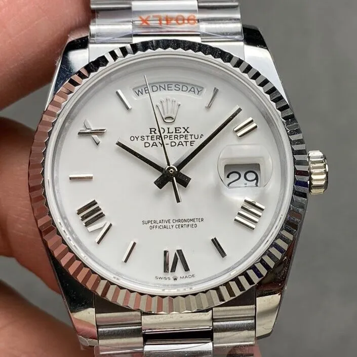 HighQuality Rolex Day-Date M128236-0017 White Dial 36mm Watch Q Factory 2721