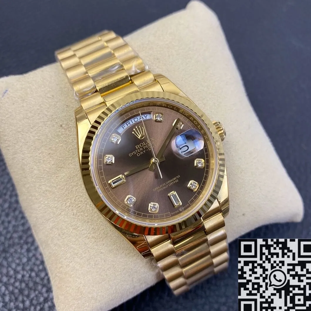 Stretchable Rolex Day Date M128238-0022 Brown Dial Ladies Gold Watch Size 36mm EW Factory 2781