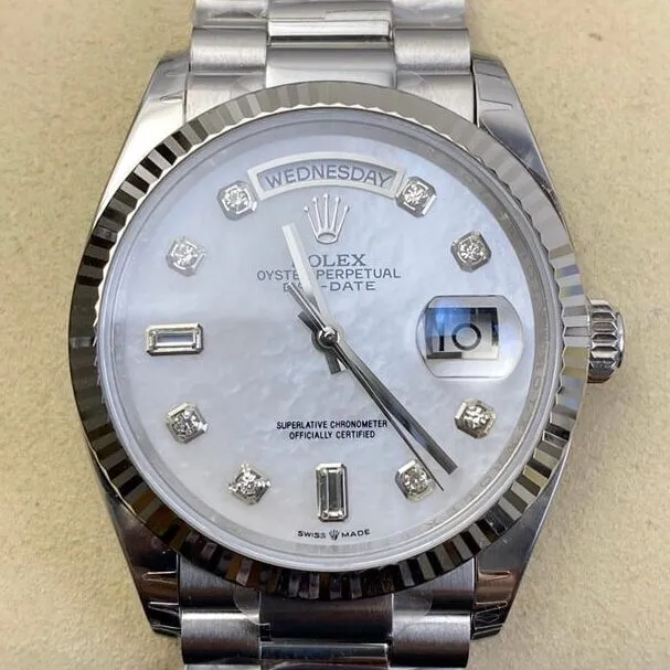 Supportive Rolex Day Date M128239-0007 White Mother-of-Pearl Dial Size 36mm EW Factory 2782