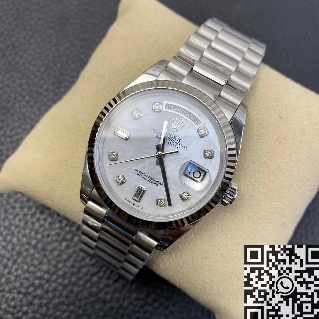 Supportive Rolex Day Date M128239-0007 White Mother-of-Pearl Dial Size 36mm EW Factory 2782