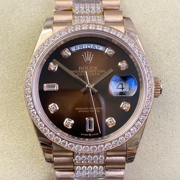 Rolex Day Date M218345RBR-0041 Rose Gold Watches Size 36mm EW Factory Classic 2785