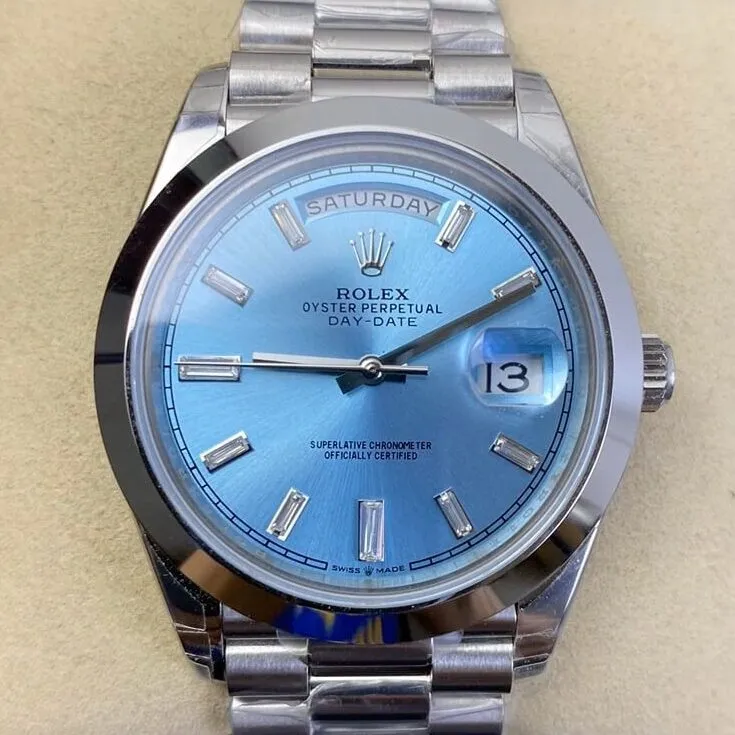 Rolex Day Date M228206-0002 Ice Blue Dial Size 40mm Watch EW Factory Stretchable 2786