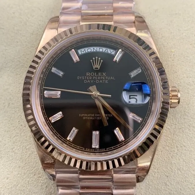 Versatile Rolex Day Date M228235 Black Dial Rose Gold Watch Size 40mm EW Factory 2787