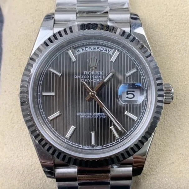 Rolex Day Date M228239-0002 Silver Ruled Dial Size 40mm Watch EW Factory Minimalist 2798