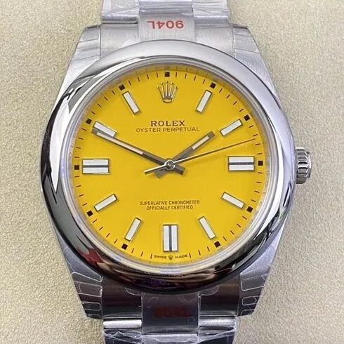 Rolex Oyster Perpetual M124300-0004 Yellow Dial Size 41mm Watch EW Factory Bold 2810