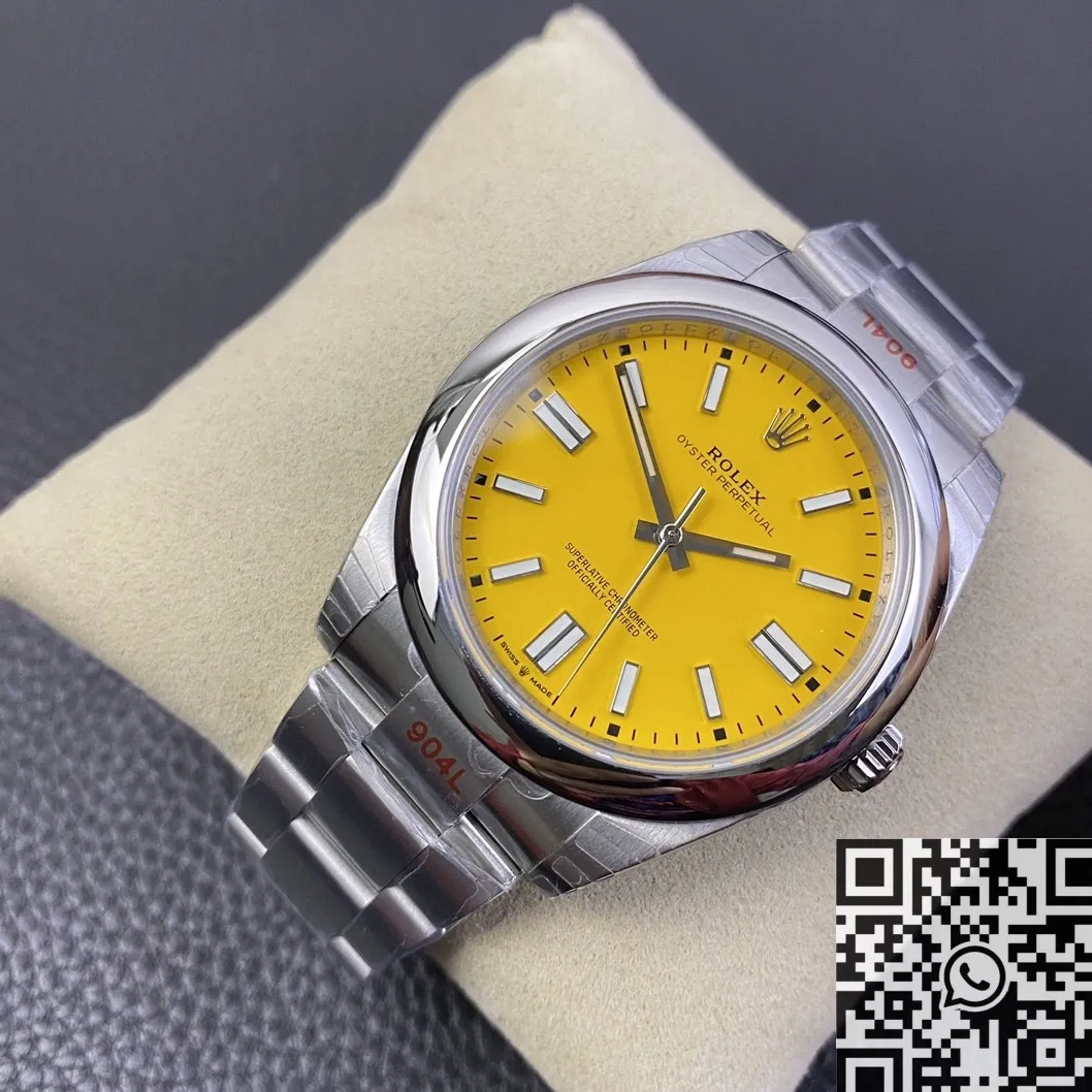 Rolex Oyster Perpetual M124300-0004 Yellow Dial Size 41mm Watch EW Factory Bold 2810