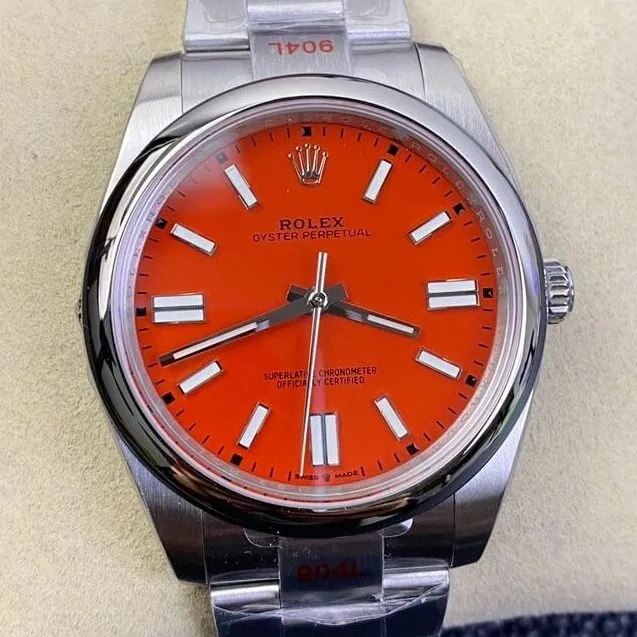 Casual Rolex Oyster Perpetual M124300-0007 Coral Red Dial Size 41mm Watch EW Factory 2814