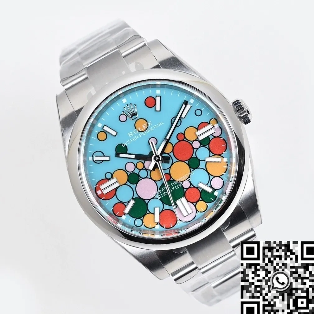 Seasonal Rolex Oyster Perpetual M124300-0008 Turquoise Blue Dial Size 41mm Watch EW Factory 2812