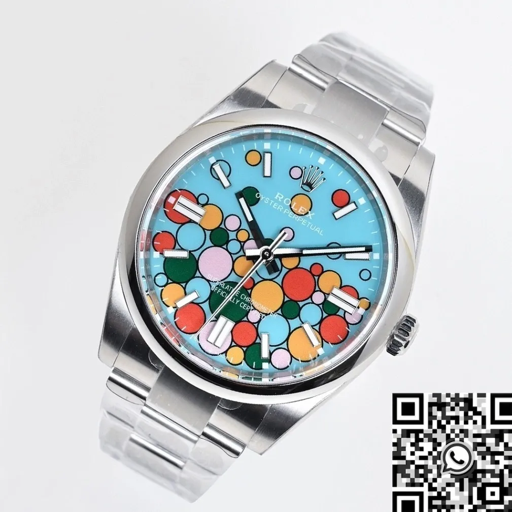 Seasonal Rolex Oyster Perpetual M124300-0008 Turquoise Blue Dial Size 41mm Watch EW Factory 2812