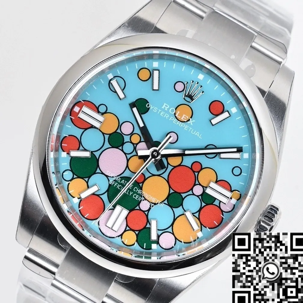 Seasonal Rolex Oyster Perpetual M124300-0008 Turquoise Blue Dial Size 41mm Watch EW Factory 2812