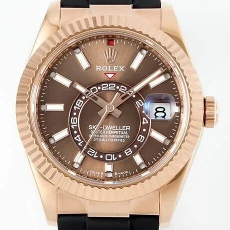 Unisex Rolex Sky Dweller M326235-0005 Gold Bezel Brown Dial Watch ZF Factory 2295