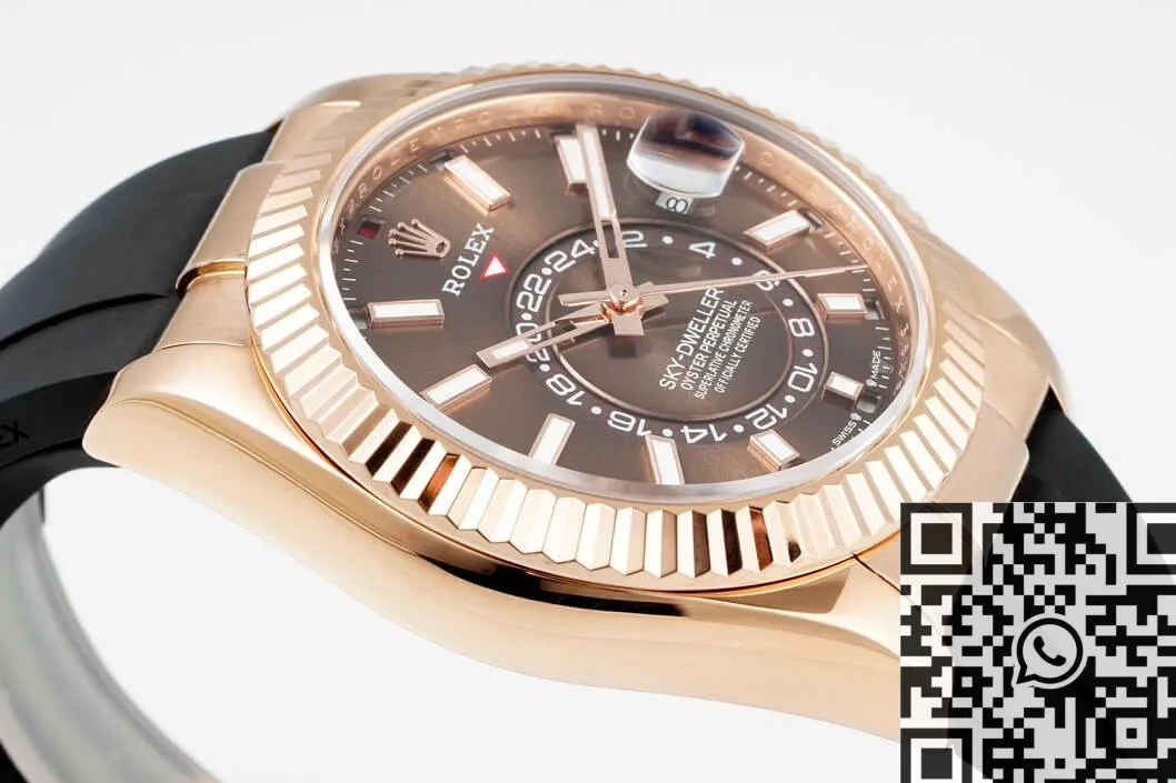 Unisex Rolex Sky Dweller M326235-0005 Gold Bezel Brown Dial Watch ZF Factory 2295