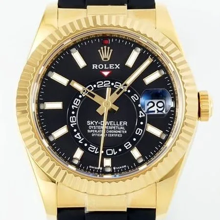 Rolex Sky Dweller M336238-0002 Gold Watch Case Rubber Strap ZF Factory Vibrant 2303