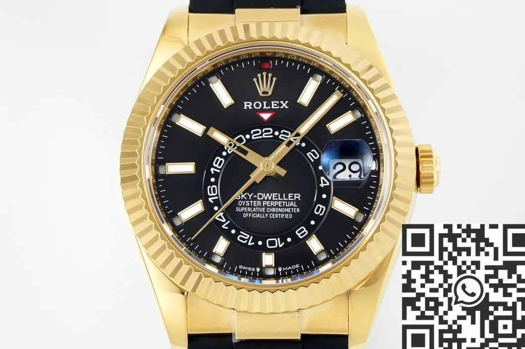 Rolex Sky Dweller M336238-0002 Gold Watch Case Rubber Strap ZF Factory Vibrant 2303