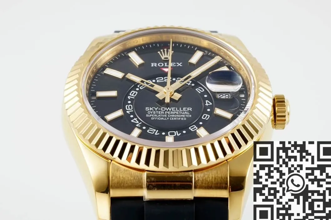 Rolex Sky Dweller M336238-0002 Gold Watch Case Rubber Strap ZF Factory Vibrant 2303
