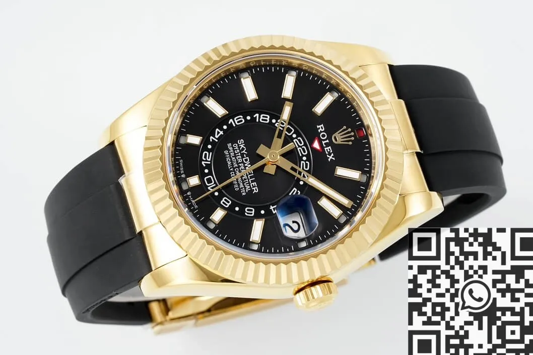 Rolex Sky Dweller M336238-0002 Gold Watch Case Rubber Strap ZF Factory Vibrant 2303