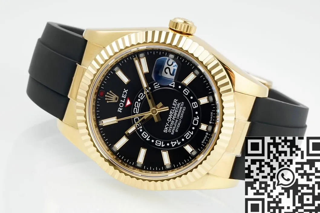 Rolex Sky Dweller M336238-0002 Gold Watch Case Rubber Strap ZF Factory Vibrant 2303