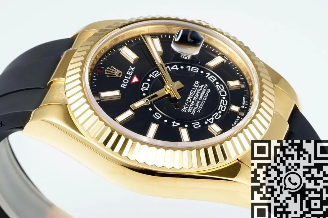 Rolex Sky Dweller M336238-0002 Gold Watch Case Rubber Strap ZF Factory Vibrant 2303