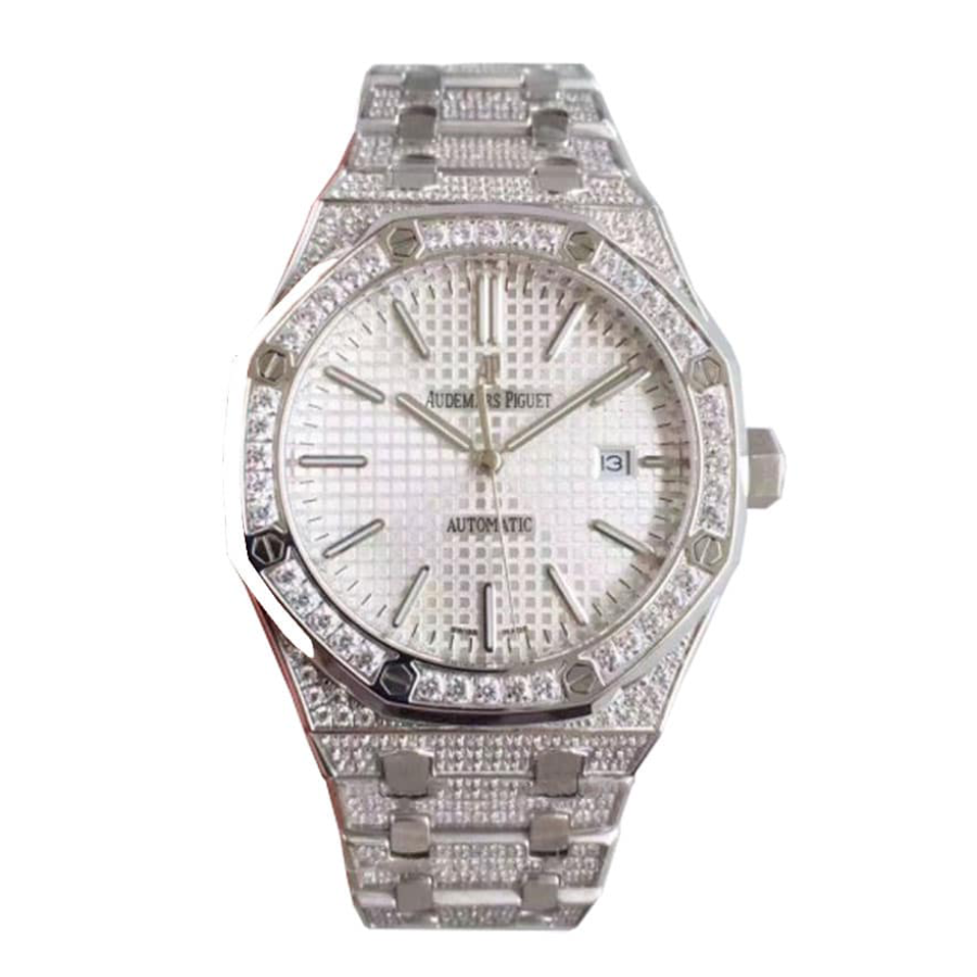 Unisex Audemars Piguet Royal Oak 15400 “Iced Out” Super Clone Perfect Clone Quality 9