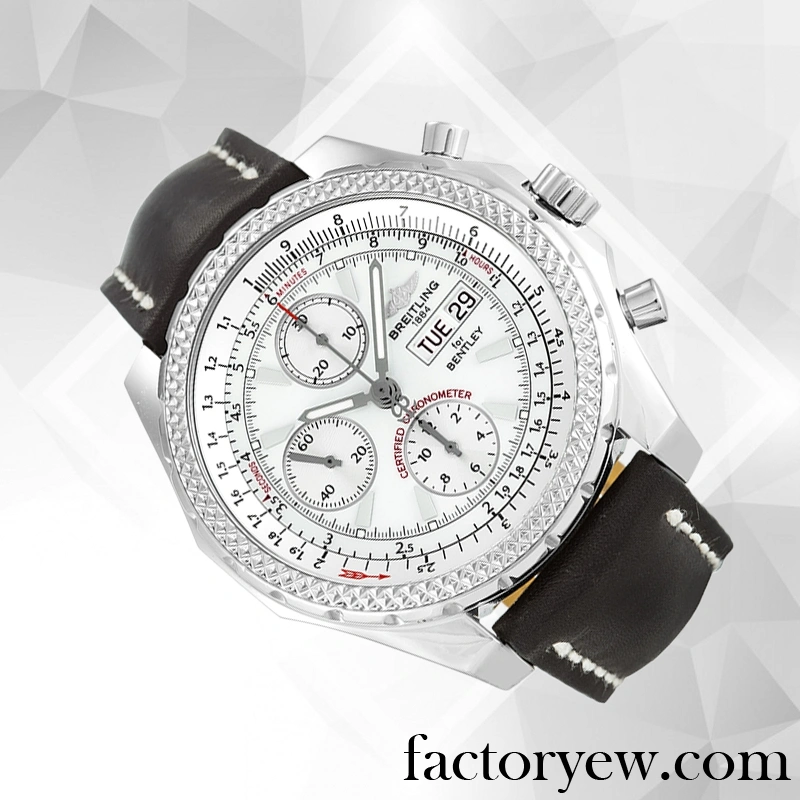 EW Breitling Bentley Men’s 46mm A13362 Fake White Dial Leather Strap