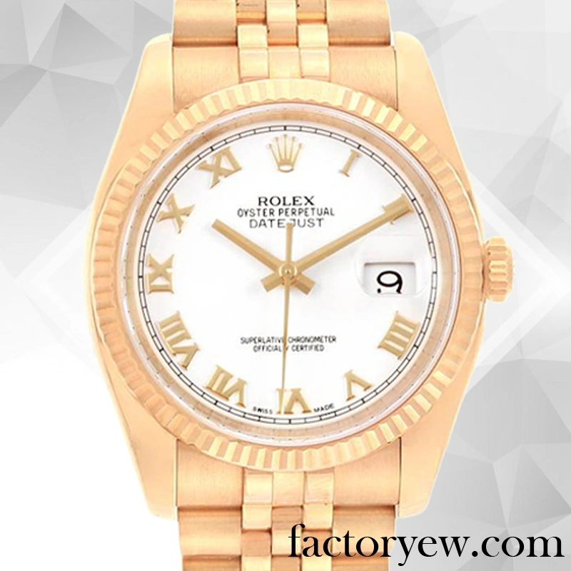 EW Rolex Datejust 116238 Rolex Calibre Fake 2836 2813 Men’s White Dial Gold-tone