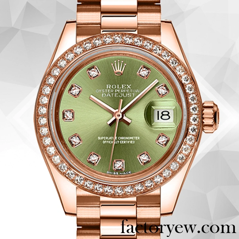 EW Rolex Datejust Rolex Calibre 2671 Fake Ladies m279135rbr-0014 Rose Gold-tone Green Dial