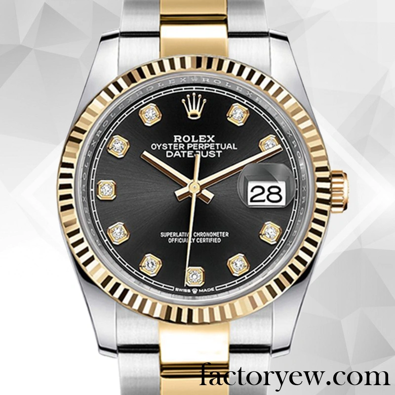 EW Rolex Datejust Rolex Calibre 2836 2813 Fake m126333-0005 Men’s Two-tone Black Dial