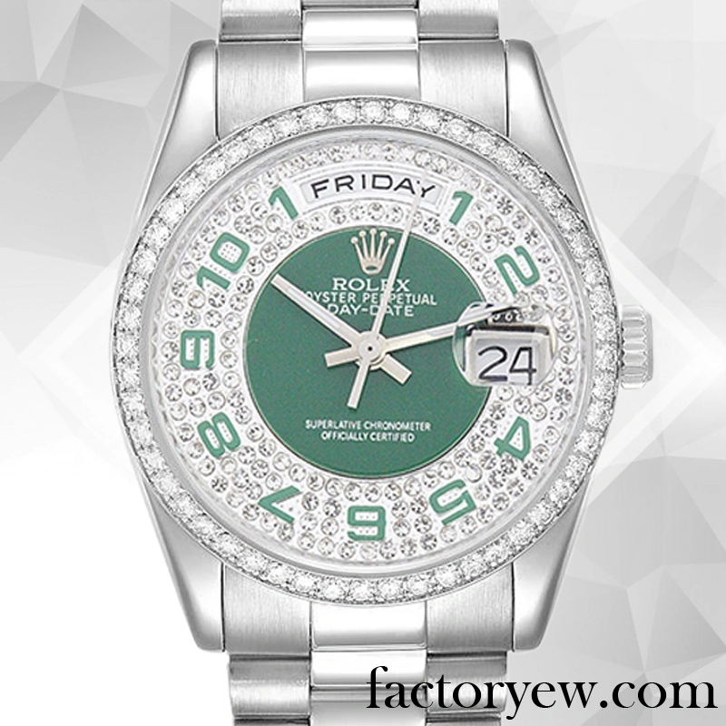 TrustyTime EW Rolex Day-Date Men’s 118346 Rolex Fake Calibre 2836 2813 Green Dial Automatic