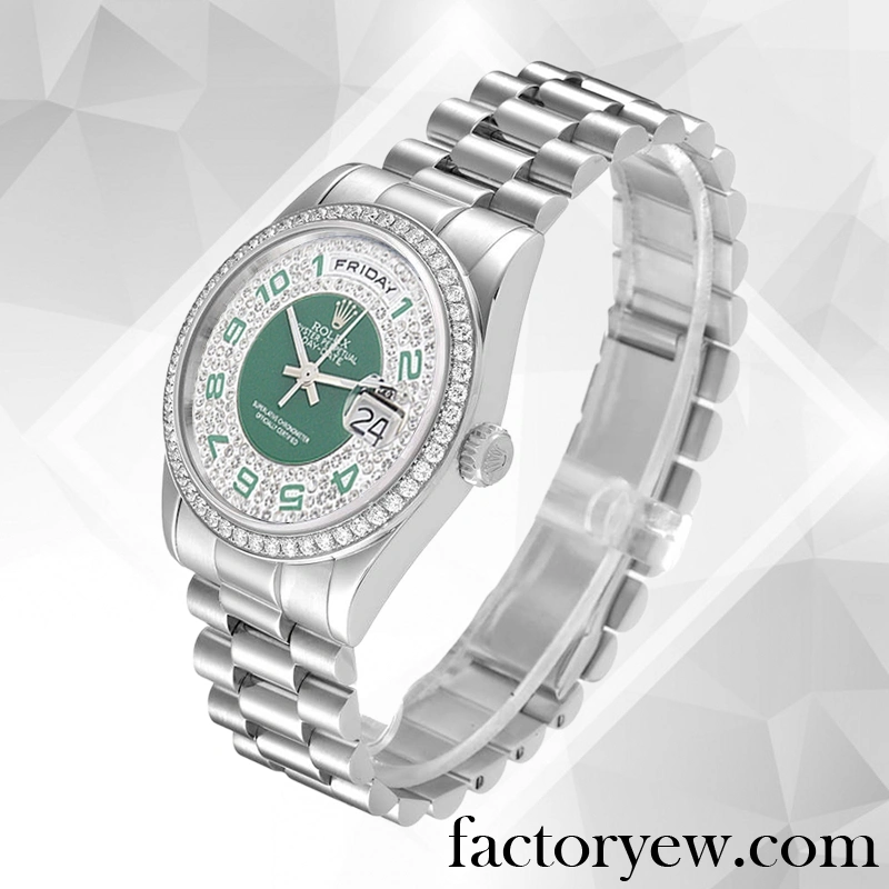 TrustyTime EW Rolex Day-Date Men’s 118346 Rolex Fake Calibre 2836 2813 Green Dial Automatic