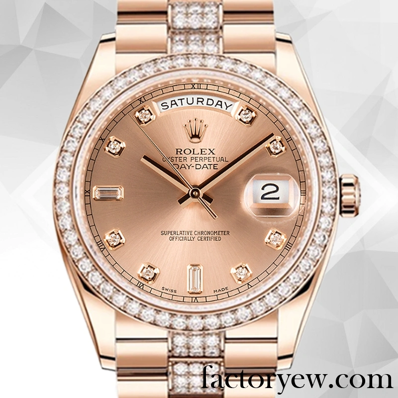 TrustyTime EW Rolex Day-Date Men’s 128345 Rolex Fake Calibre 2813 Rose Gold-tone 13mm