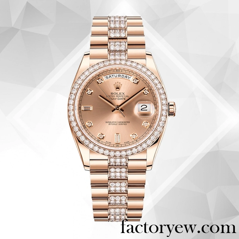 TrustyTime EW Rolex Day-Date Men’s 128345 Rolex Fake Calibre 2813 Rose Gold-tone 13mm