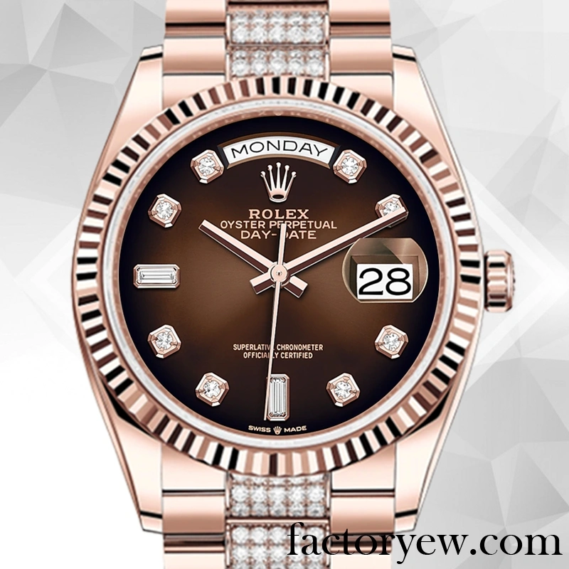 TrustyTime EW Rolex Day-Date Rolex Calibre 2836 Fake m128235-0038 Men’s Rose Gold-tone