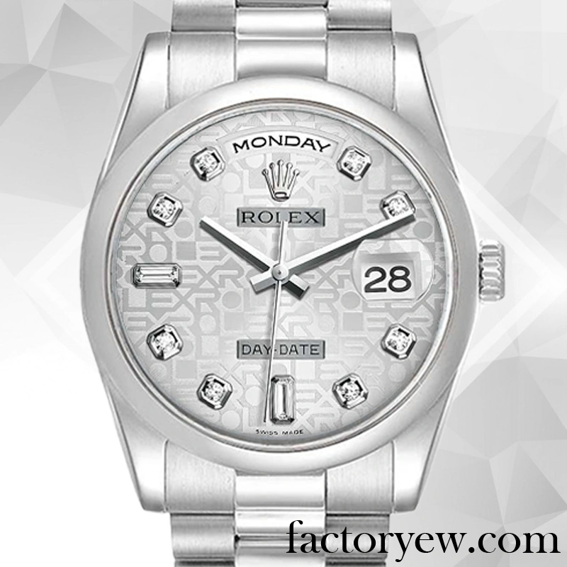TrustyTime EW Rolex Day-Date Rolex Calibre 2836 2813 Fake 118206 Men’s Silver Jubilee Dial