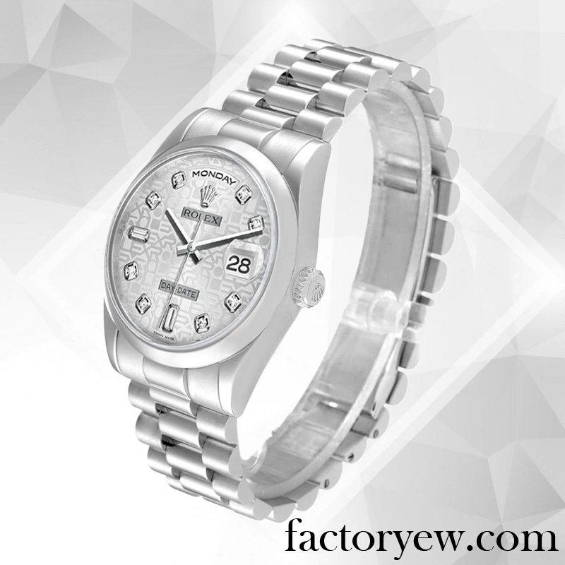 TrustyTime EW Rolex Day-Date Rolex Calibre 2836 2813 Fake 118206 Men’s Silver Jubilee Dial