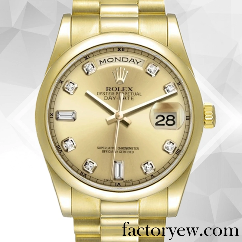 TrustyTime EW Rolex Day-Date Rolex Calibre 2836 2813 Fake 118208 Men’s Gold-tone
