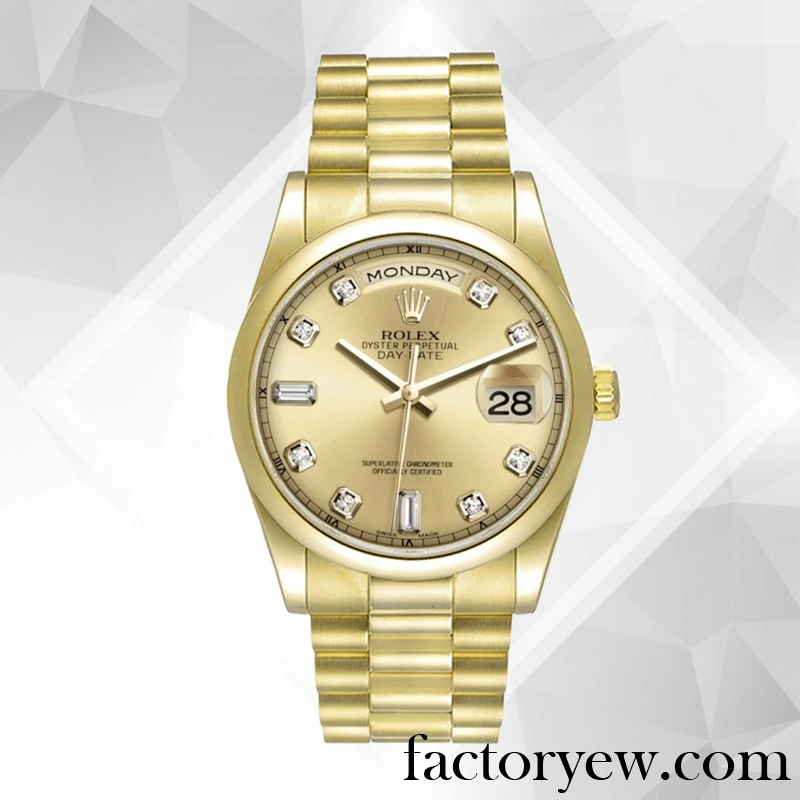 TrustyTime EW Rolex Day-Date Rolex Calibre 2836 2813 Fake 118208 Men’s Gold-tone