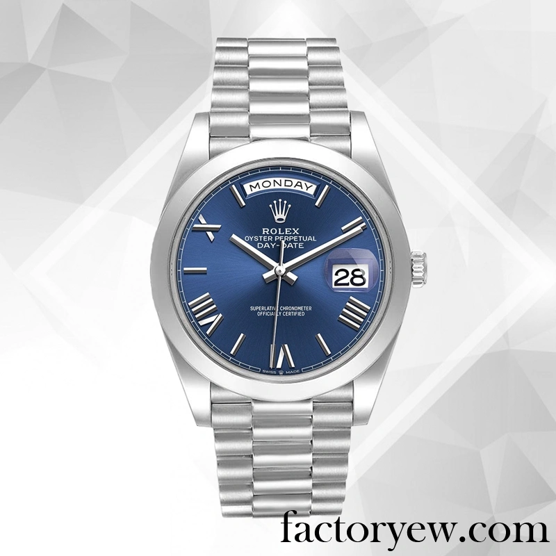 TrustyTime EW Rolex Day-Date Rolex Calibre 2836 2813 Fake 228206 Men’s Silver-tone Blue Dial
