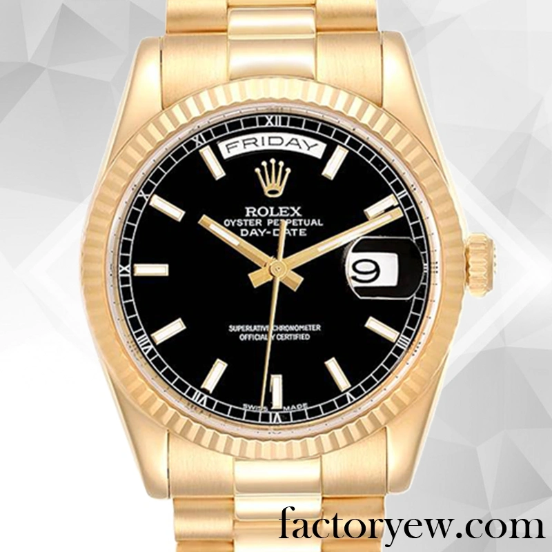 TrustyTime EW Rolex Day-Date Rolex Calibre 2836 2813 Fake Men’s 118238BKSP Gold-tone Automatic