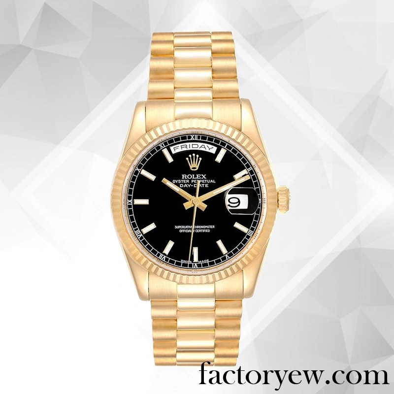 TrustyTime EW Rolex Day-Date Rolex Calibre 2836 2813 Fake Men’s 118238BKSP Gold-tone Automatic