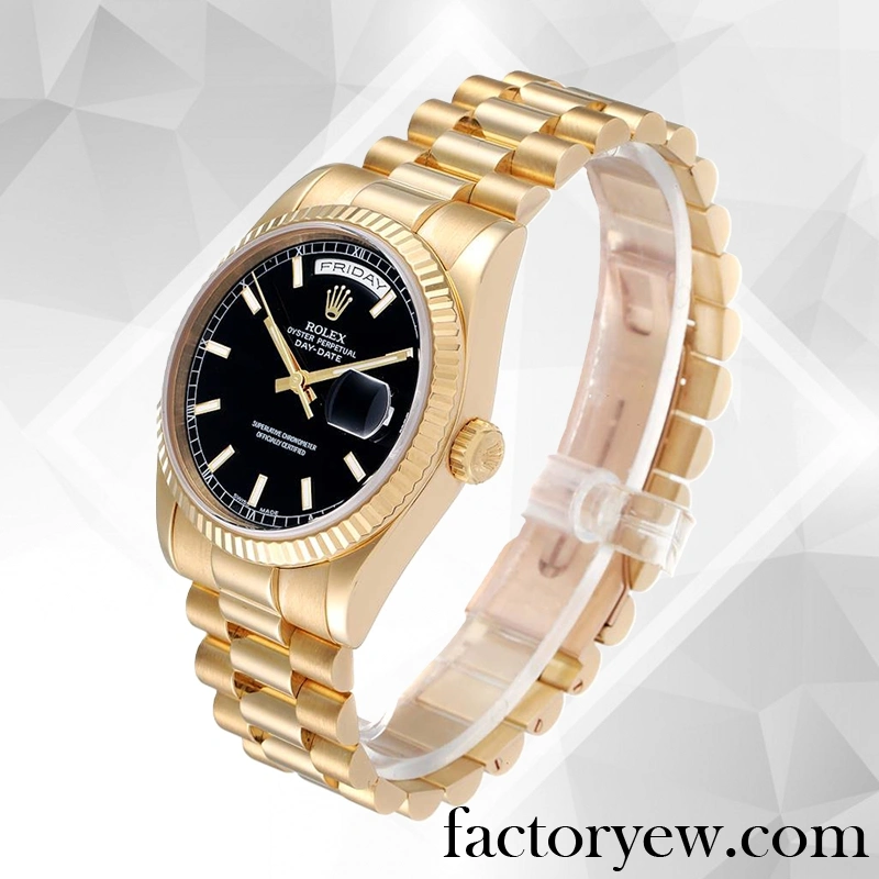 TrustyTime EW Rolex Day-Date Rolex Calibre 2836 2813 Fake Men’s 118238BKSP Gold-tone Automatic