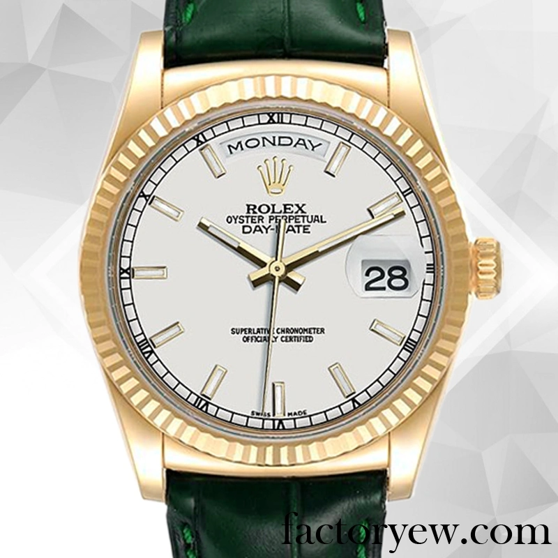 TrustyTime EW Rolex Day-Date m118138-0123 Rolex Calibre Fake 2836 2813 Men’s White Dial Green-tone