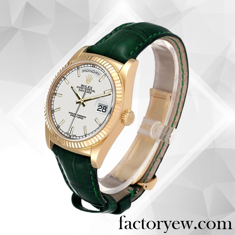 TrustyTime EW Rolex Day-Date m118138-0123 Rolex Calibre Fake 2836 2813 Men’s White Dial Green-tone